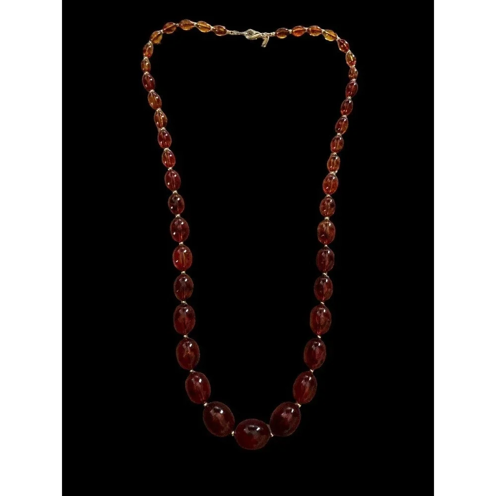 Fabulous Joan Rivers Faux Amber Goldtone Vintage Necklace 32”